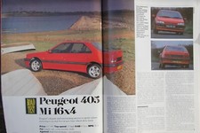 Original 1989 Autocar extracted magazine road test PEUGEOT 405 Mi 16x4