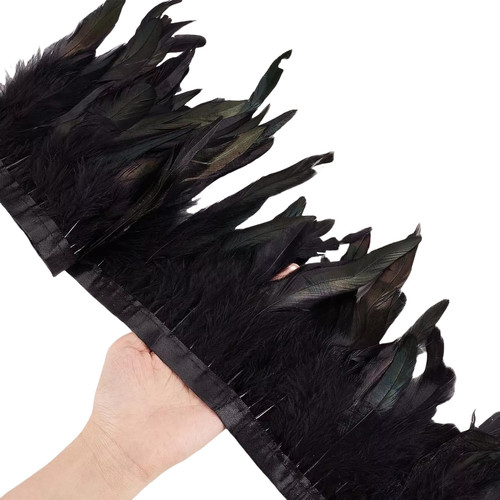 Black green feather - black,