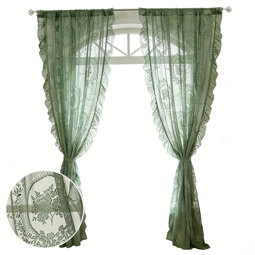 Lace floral sheer curtain - floral, 2