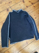COS 100% Wool Thick Warm Charcoal Grey Funnel Neck Jumper Knit L