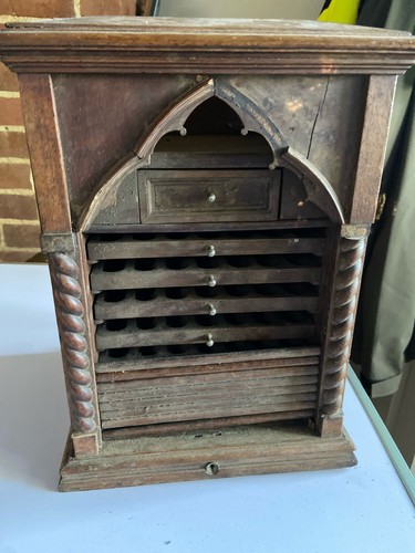 Antique wooden tambour fronted - wooden, tambour-fronted