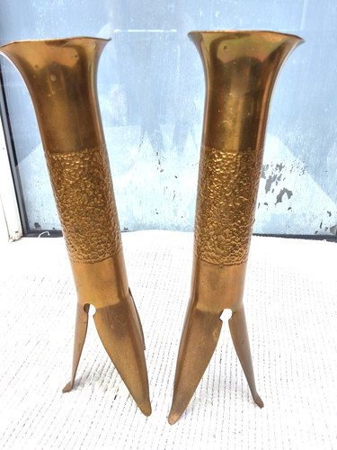 Pair solid brass trench art - solid,