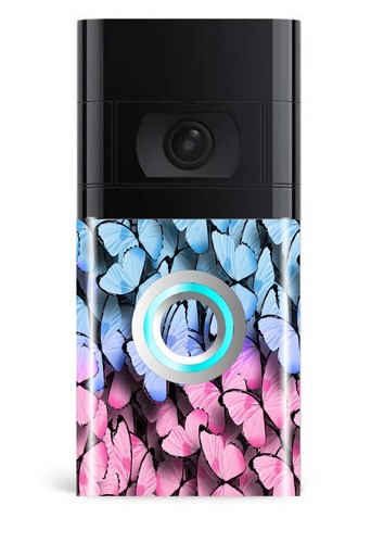 Pink blue butterfly doorbell - blue,