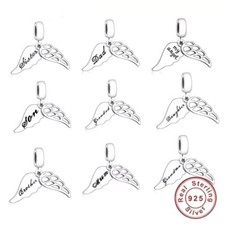 ? Mum Dad Baby Charm Memorial Angel Wings Heaven Genuine 925 Sterling Silver 