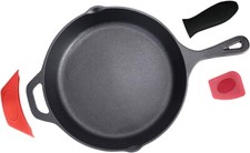 Pinnacle Cookware - 12inch Large Heavy Duty Cast Iron Round