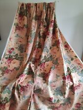 Country house floral curtain Fabric Material cotton Cabbage Rose Floral Vtg 3.3m