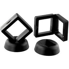 2PCS 3D Floating Coin Display Frame Holder Box Case Black W Stand NEW UK