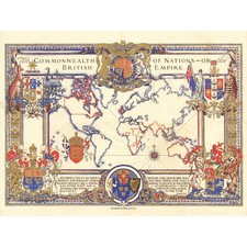 Map Webb 1937 British Empire Commonwealth Pictorial Large Wall Art Print 18X24