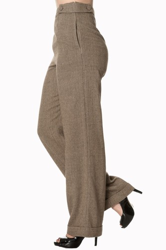 Brown high waist wide legs - brown,