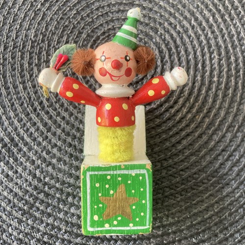 Vintage wood jack - box, clown