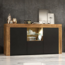 145cm Oak Matt & Black Doors