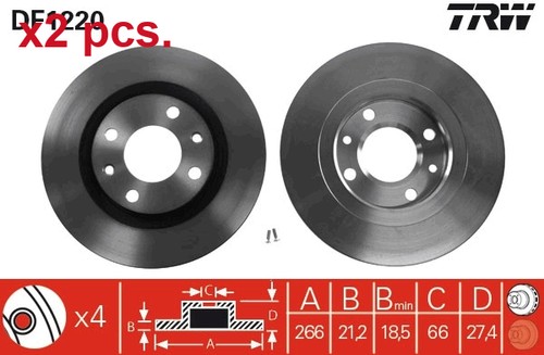 Pcs front brake disc - x2,