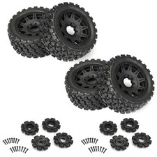 Pro-Line 1/6 Badlands MX57 F/R Tires MTD on Raid 8x48 24mm Hex Wheels BK (4)