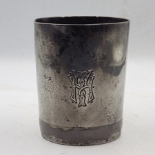 ANTIQUE 19th Century Victorian Cylindrical Pewter HALF PINT TANKARD