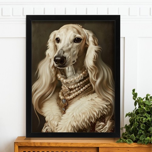 Regal saluki dog art print - dog,