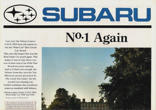 Subaru range 1991 market - subaru,