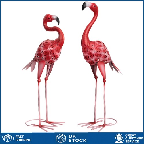 Elegant pink metal flamingo - metal,