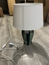 John LewisBurano Striped Ceramic Table Lamp, Teal/beige Shade RRP £90 -