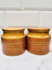 HORNSEA Saffron Tea & Coffee Jars Vintage 1970s