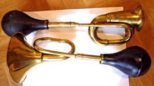 Two Vintage Brass Car Horns