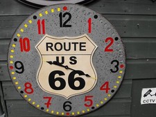 Vintage Route 66 Oversize Wall Clock Bedroom Man Cave Quartz Battery