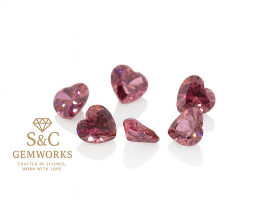 Heart shaped rhodolite cubic - shaped,