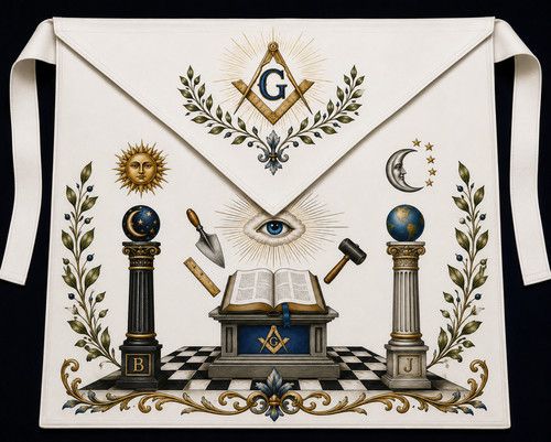 Masonic hand painted apron - masonic,