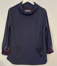 💙 Mantaray Navy Cowl Neck Sweatshirt / Tunic Top Size 14 Patch Pockets