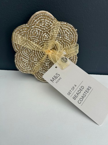 Gold beaded coasters - gold,
