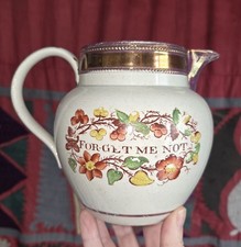 Antique Victorian English Sunderland Lustre Jug Forget Me Not