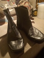 Water Proof Womens Black Leather Zip Up Booties Size 5.5 REMONTE& DORNDORF