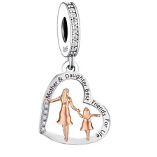 Sterling Silver 925 Mother Daughter Best Friends For Life Love You Heart Charm