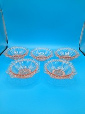 Set of 5 Pink Depression Glass Serving Bowls