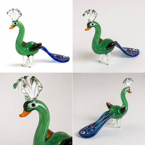 Green peacock glass figurine - glass,