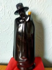 Vintage Black Glaze Sanderman Port Bottle Decanter 9 Inches High with Stopper