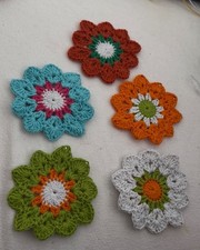 5 Colorful crocheted coasters