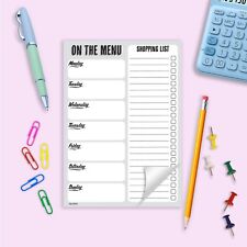 #1574 A5 Meal Menu Planner Daily Week Shopping Weekly / Organiser pad / ticklist