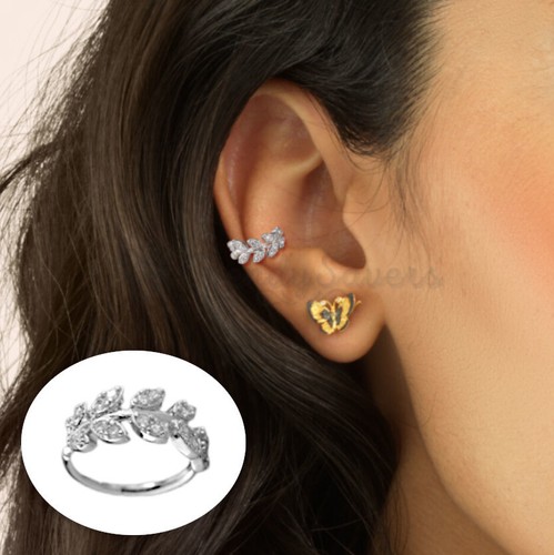 1pc silver plated leaf - leaf, ear