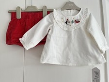 Baby Girls 6-9 Months Marks & Spencer Outfit Christmas Top Shorts Penguin GC