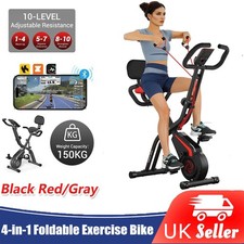 4-in-1 Foldable Exercise Bike 10 Adjustable Resistance w/ Exclusive APP Home Gym