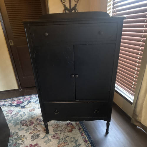 Black wood armoire wardrobe - black,