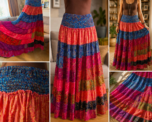 Women tiered floral - tiered, silk