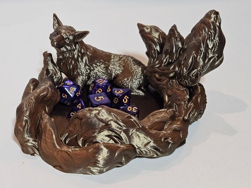 Bronze fox dice tray - bronze,