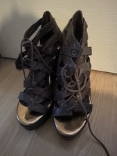 Faith Gladiator Style Wooden Wedge Sandals Size 6