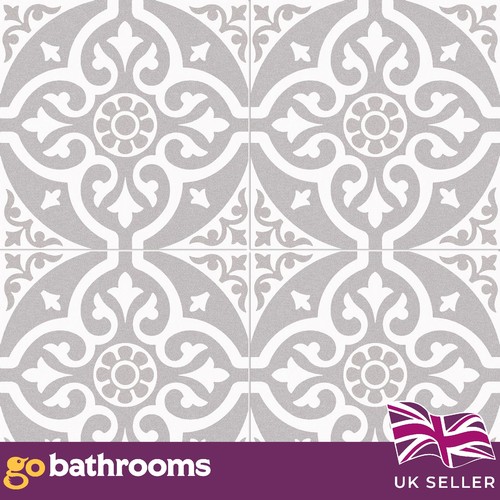 Grey white ornate - grey,