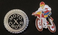 2 x Moto Cross Motorcycle Racing Pin Badges Motor Bike Scrambling