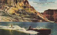 Postcard boat water skiing - postcard,