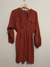 Primark Autumnal Burnt Orange Shirt Skater Dress