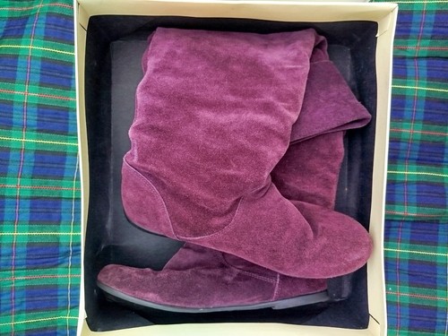 Purple suede knee high - high, boots