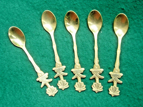 Gold plated bean spoons - bean,